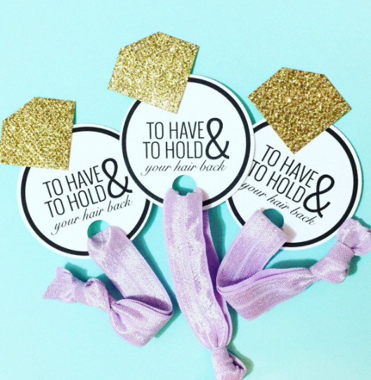 1 Hair Tie on To Have and To Hold Card with Glitter Ring for Bachelorette Favors
