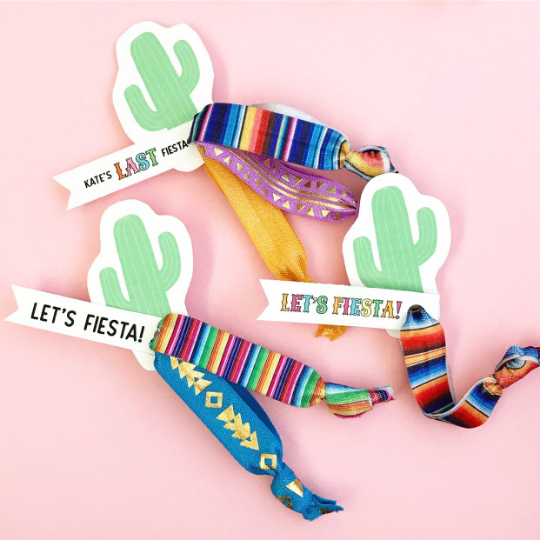 1, 2 or 3 Hair Ties on Cactus Card and Let's Fiesta Tag with Custom Option
