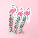1 Hair Tie on a Pink Flamingo Card with Custom Saying Option