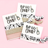 1, 2 or 3 Hair Ties on Pop Fizz Clink with Champagne Card