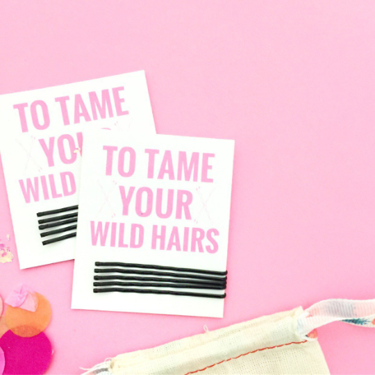 To Tame Your Wild Hairs Card with 5 Bobby Pins for Oh Shit Kits and Bachelorette Favors
